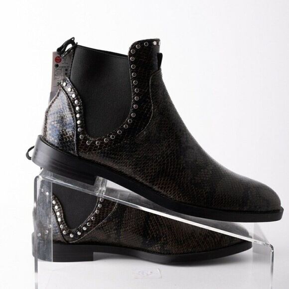 Zara Womens Flat Ankle Boots Sz 6 Eu 36 Snakeskin - Picture 7 of 9